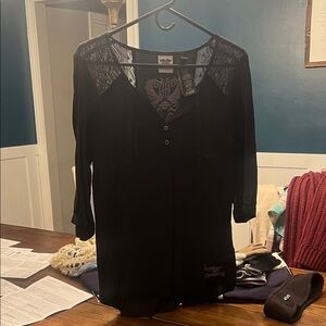 Harley Davidson Black Lace Detail Top